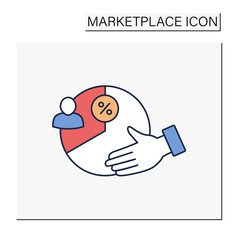 Take rate color icon.Percentage of gross merchandise value. Marketplace concept. Isolated vector illustration