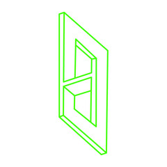Impossible shape. Logo. Sacred geometry figure. Optical illusion. Abstract eternal geometric object. Impossible endless outline. Optical art. Impossible geometry green shape on a white background.