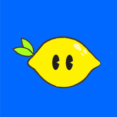 A Cute Hand Drawn Lemon - Amazing cute minimalist vector retro lemon fruit character suitable for sticker, fall, children book, decoration, animation, design asset and illustration
