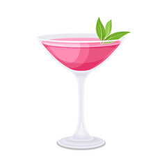 Glass of alcoholic cocktail vector illustration on white background