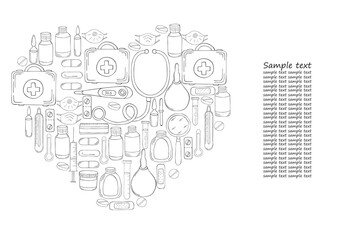 Monochrome medical illustrations. Coloring pages, black and white