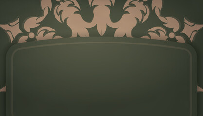 Green color background with vintage brown pattern for design under text
