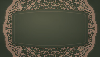 Green color background with vintage brown pattern for logo or text design