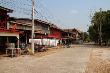 Fototapeta na wymiar house in a village at khong island in laos