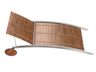 Modern chaise lounge with wood slats and steel tube base. 3d render