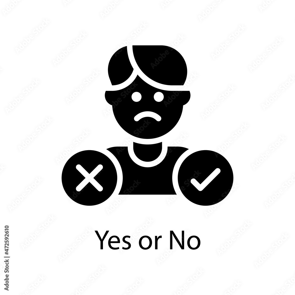 Poster yes or no vector solid icon design illustration. web and mobile application symbol on white backgrou