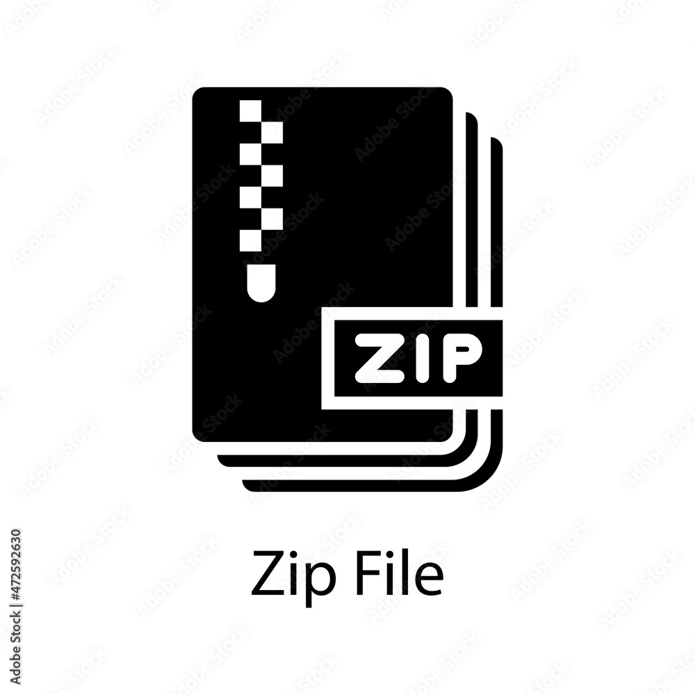 Fototapete zip file vector solid icon design illustration. web and mobile application symbol on white backgroun