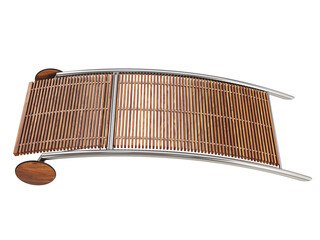 Modern chaise lounge with wood slats and steel tube base. 3d render