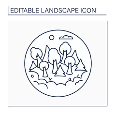 Grove line icon. Small wood without underbrush. Forest. Landscape concept.Isolated vector illustration. Editable stroke
