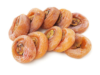 dried persimmon on white background 