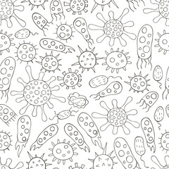 Monochrome medical seamless pattern. Coloring pages, black and white