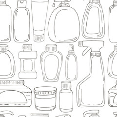 Monochrome medical seamless pattern. Coloring pages, black and white