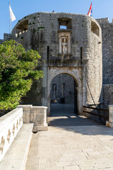 the medieval Pile city gate in the historic walled city center of Dubrovnik