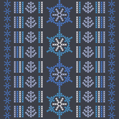Christmas cross-stitch. Snowflakes. Seamless pattern. Holiday fabric. Vector illustration for web design or print. - 472594808
