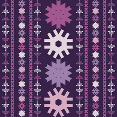 Christmas cross-stitch. Snowflakes. Seamless pattern. Holiday fabric. Vector illustration for web design or print.