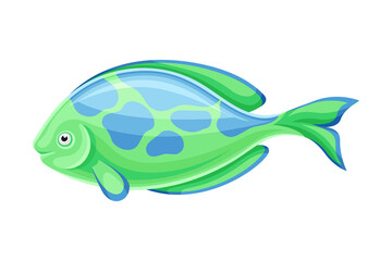 Beautiful turquoise exotic fish vector illustration on white background
