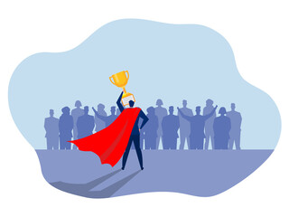 Fototapeta premium businessman Happy with gold trophy cup , successful people group.Vector concept