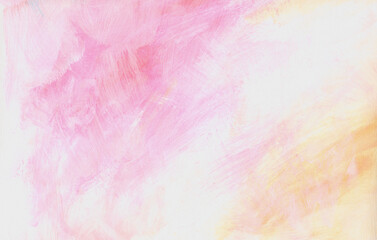 Abstract Art. Painted background in pink, yellow and white. Modern art painting. Contemporary art