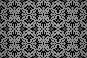 Flower geometric pattern. Seamless vector background. Black and gray ornament. Ornament for fabric, wallpaper, packaging. Decorative print