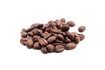 Roasted coffee beans isolated on white