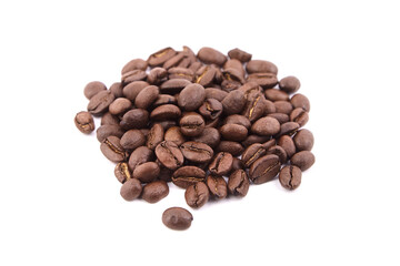 Roasted coffee beans isolated on white
