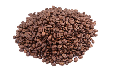 Roasted coffee beans isolated on white