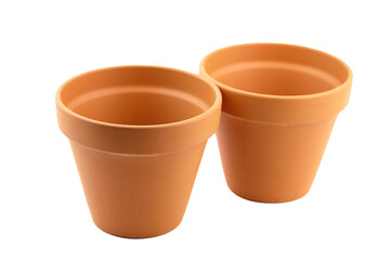 Ceramic flower pots isolated on white