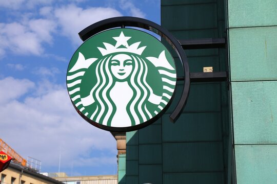 Starbucks Coffee Cafe Sign In Dortmund City, Germany.