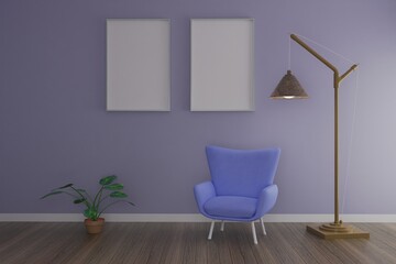 picture frame concept. empty room interior 3d rendering