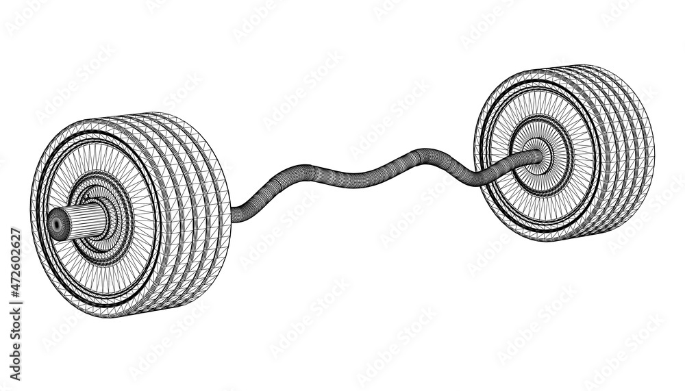 Poster wireframe of a sports bar from black lines isolated on a white background. perspective view. 3d. vec