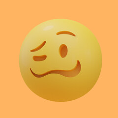 weird face emoji 3d illustration