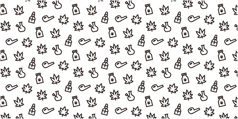 Fototapeta na wymiar Cannabis icon pattern background for website or wrapping paper (Monotone version)