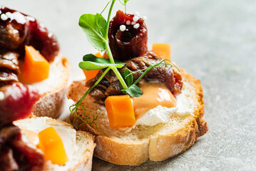 canape with beef and herbs