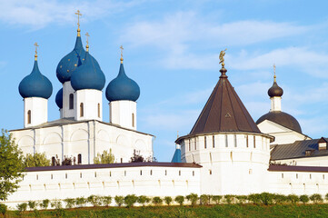 View of the monastery on the mountain in Serpukhov, Russia