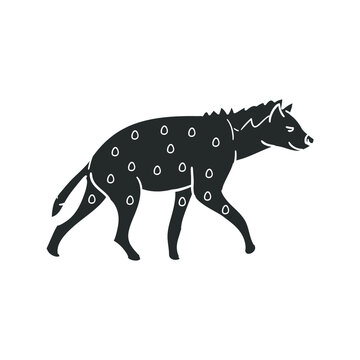 Hyena Icon Silhouette Illustration. Scavenger Canine  Animal Vector Graphic Pictogram Symbol Clip Art. Doodle Sketch Black Sign.