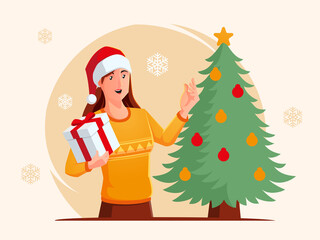 Woman celebrating Christmas