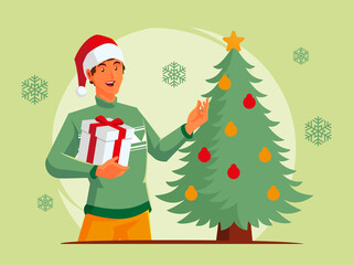 Black man celebrating Christmas