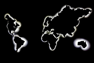 world map continents, drawing, scheme, black and white, planet earth