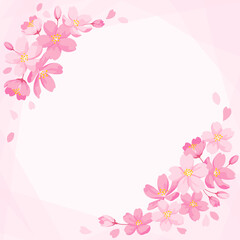 Naklejka premium 桜の花の装飾フレーム 正方形サイズ デザイン用のベクター素材