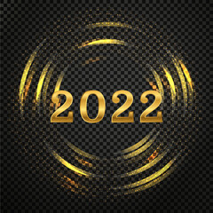 2022 gold number text illustration on glow background