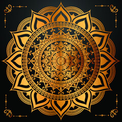 Luxury royal golden mandala background with borders for invitation and wedding card