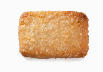 Butter cookies with sugar on a white background
