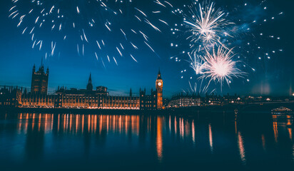 Fototapeta na wymiar Celebrating New Year in London
