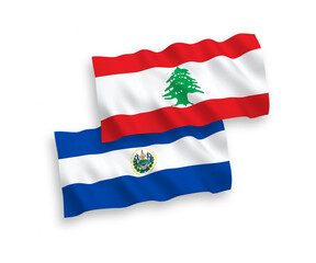 Flags of Republic of El Salvador and Lebanon on a white background