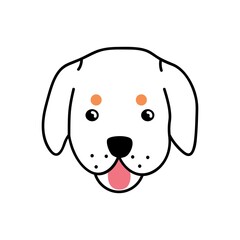 Cute dogs avatar. Adorable doggy head portrait. Labrador purebred puppy snout. Happy pups face with tongue out. Flat vector illustration of charming pets muzzle isolated on white background