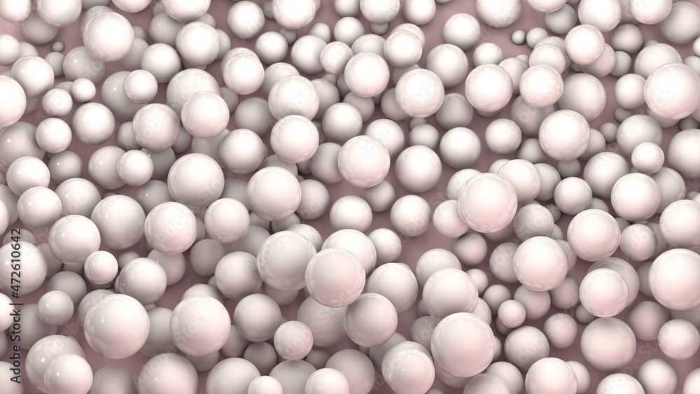 Aufkleber 3d rendering of many pink spheres. background image of a chaotic set of balls. 3d illustration for d