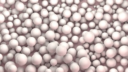 3d rendering of many pink spheres. Background image of a chaotic set of balls. 3d illustration for desktop, screensavers.