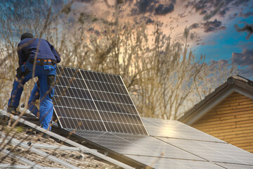solar, cell, photovoltaic, installation, rail, roof, renewable, bavaria, worker, power optimizer,...