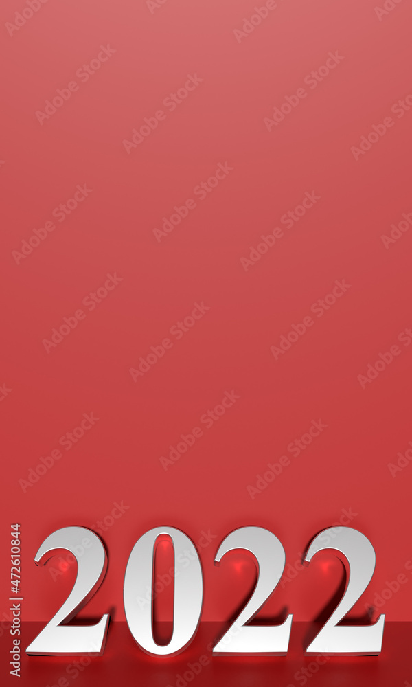 Poster banner of number 2021 of new year with blank red background
