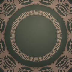 Green colored flyer with vintage brown pattern prepared for typography.